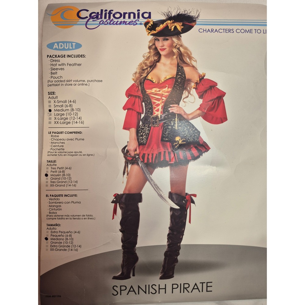 California Costumes Spanish Pirate Adult Women Costume Red Black Gold Medium